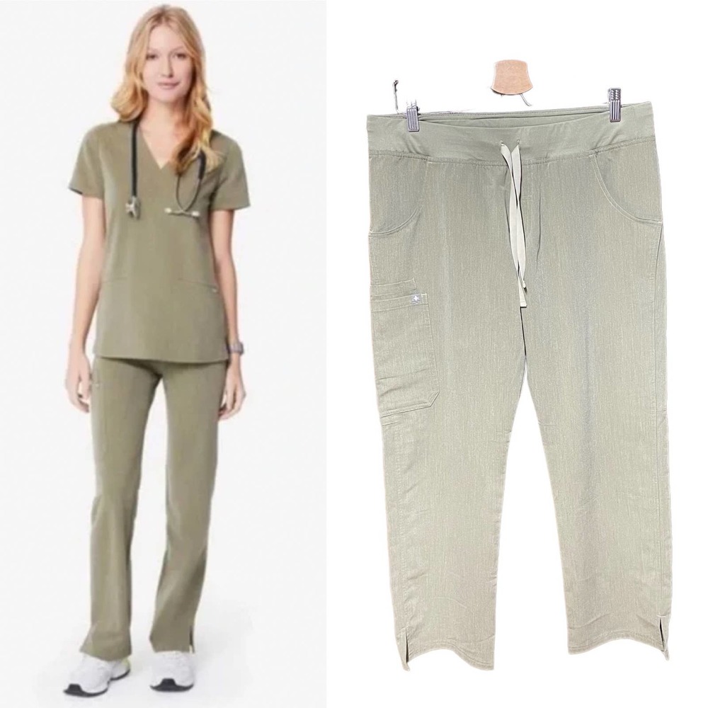 Figs Women's Straight Leg Scrub Pants in Olive Green